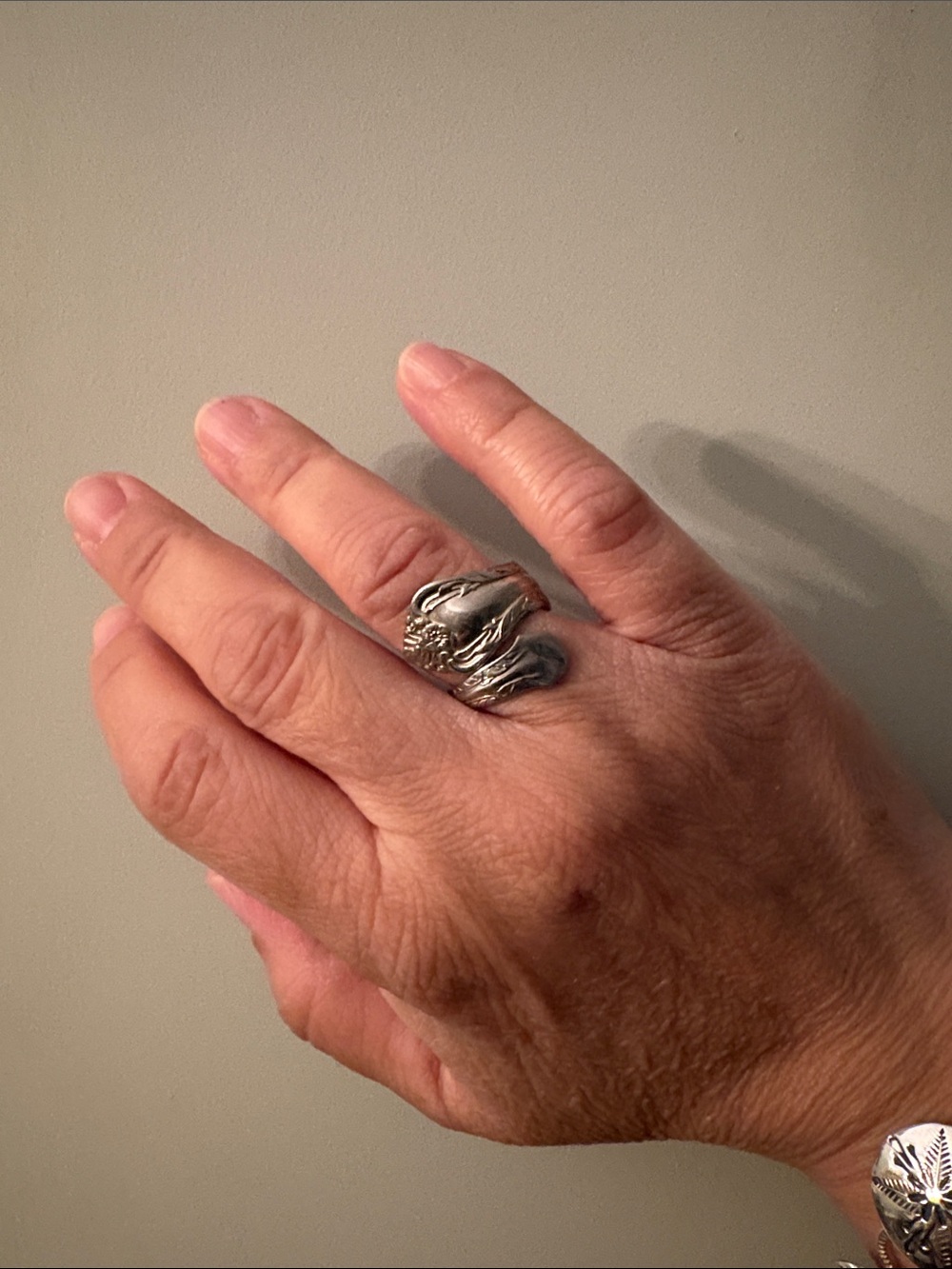 Silver Floral Spoon Ring Oneida brand